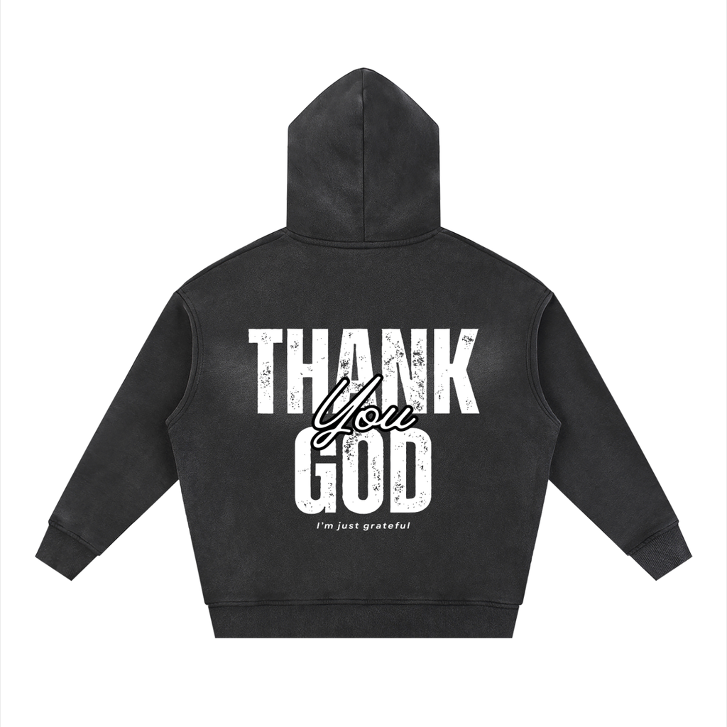 Thank God Zipper Black Hoodie