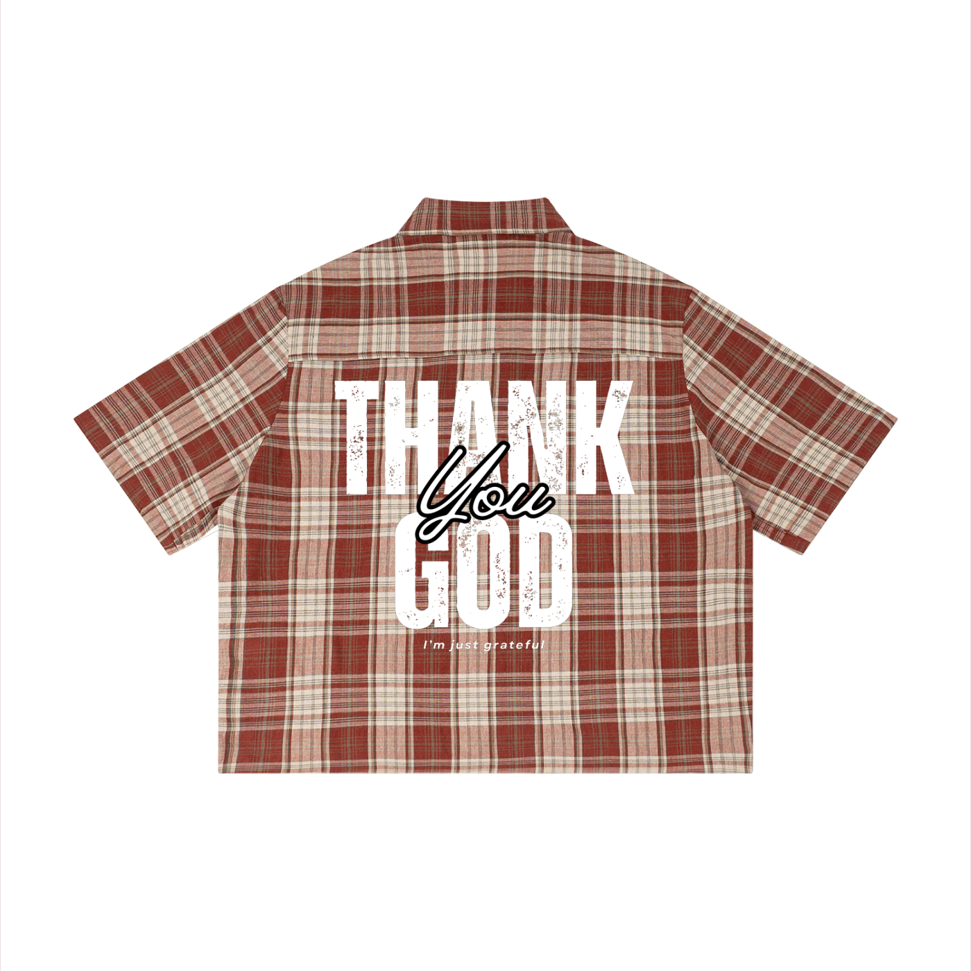 THANK GOD Unisex Boxy Shirt - Red apricot