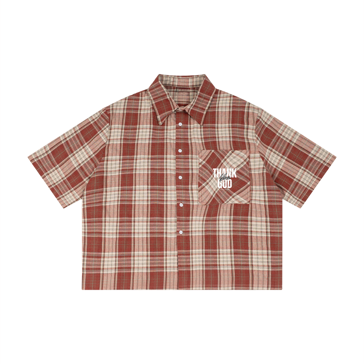 THANK GOD Unisex Boxy Shirt - Red apricot