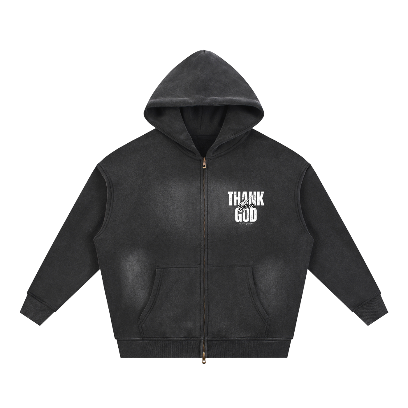 Thank God Zipper Black Hoodie